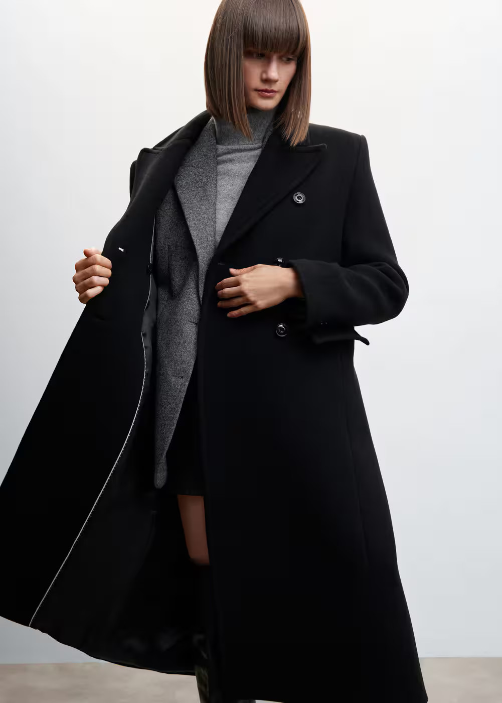 Double-breasted wool coat -  Women | Mango USA | MANGO (US)