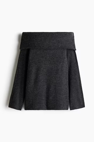 H & M - Off-the-shoulder jumper - Grey | H&M (UK, MY, IN, SG, PH, TW, HK)