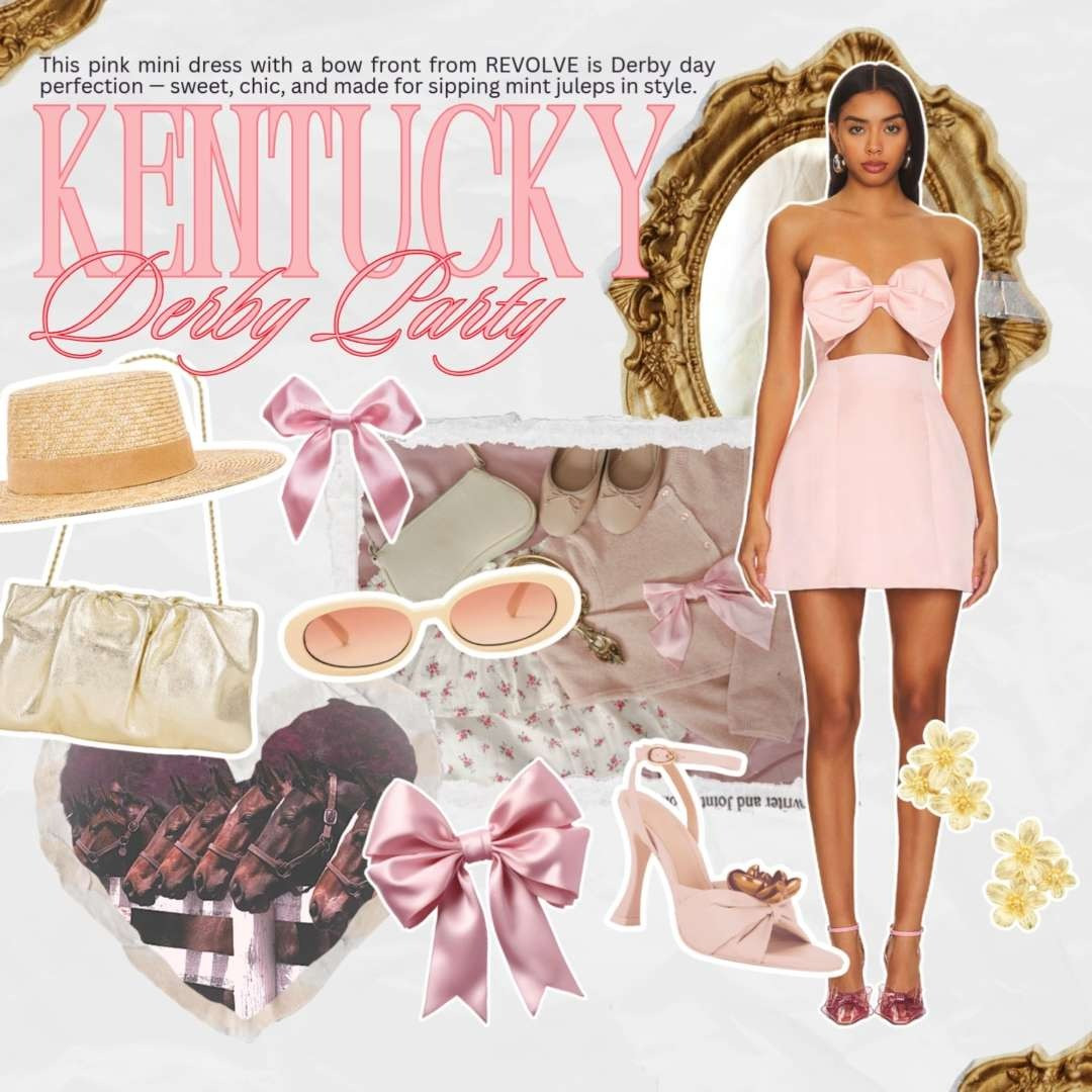 Bows, blush tones, and big hat energy 💕🎀 This pink mini dress with a bow front from REVOLVE is Derby day perfection — sweet, chic, and made for sipping mint juleps in style. Perfect for the Kentucky Derby, Derby watch parties, or a Southern garden party moment.

Paired with strappy heels, a statement fascinator, and elegant accessories for that race day-ready glow 🐎🌸 Linked this full look + more Derby outfit inspo from REVOLVE on LTK! #KentuckyDerbyOutfit #DerbyPartyLook #PinkMiniDress #BowFrontDress #RevolveDerbyStyle #RaceDayReady #DerbyFashionInspo #SouthernChicStyle #LTKSpringLooks #RevolveSpringStyle #MintJulepVibes #GardenPartyOutfit #DerbyDayDress #FlirtyFeminineStyle #EventReadyLook #LTKDerbyEdit #WhatToWearToTheDerby #SouthernBelleStyle #RevolveOccasionWear #SpringEventStyle 

 #LTKFestival #LTKParties #LTKStyleTip