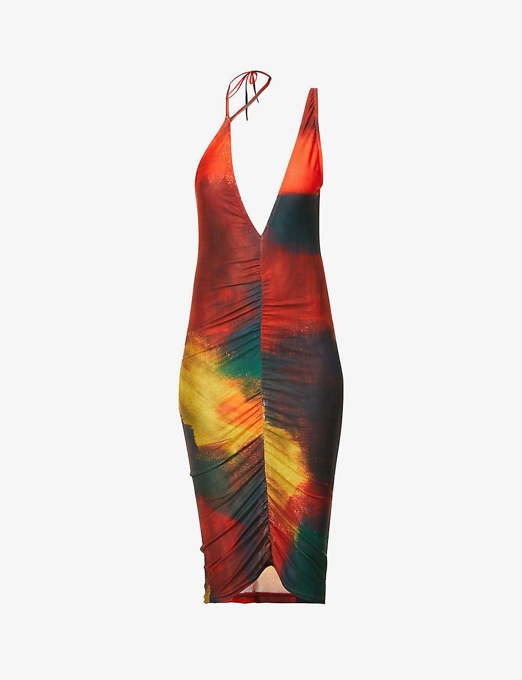 FARAI LONDON Lilo ruched stretch-mesh midi dress | Selfridges