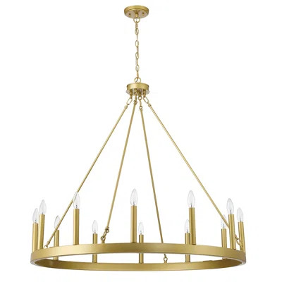 Madalyn 12 - Light Candle Style Wagon Wheel Chandelier | Wayfair North America