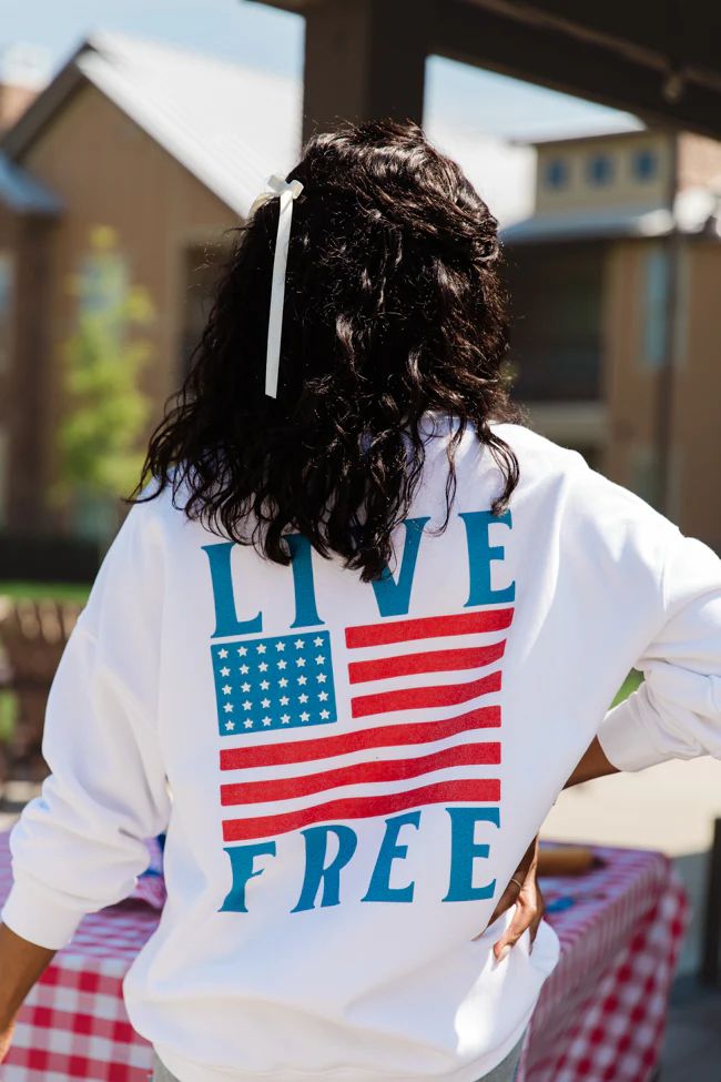 Live Free White Oversized Graphic Sweatshirt SALE | Pink Lily