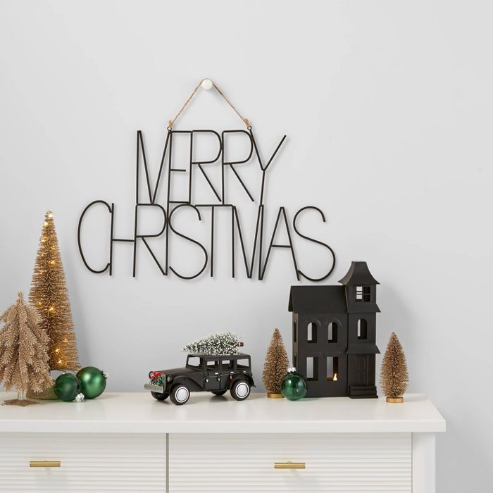 Metal Merry Christmas Hanging Sign Black - Wondershop™ | Target