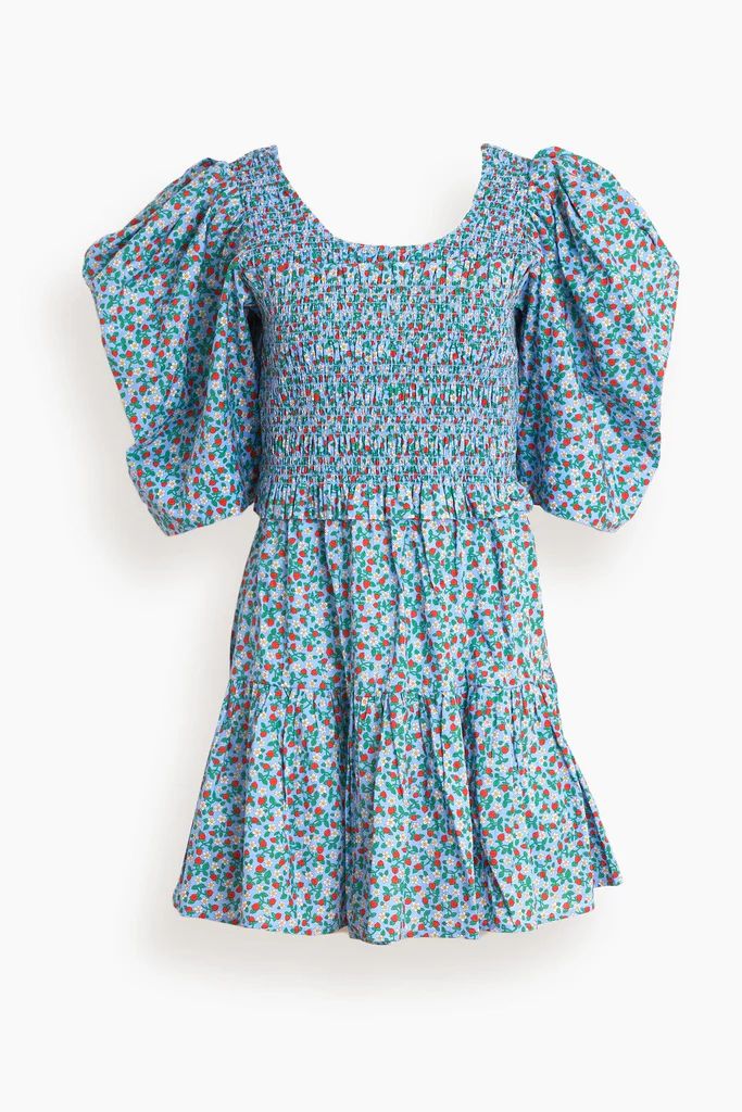 Lilly Puff Sleeve Smocked Dress in Blue | Hampden Clothing
