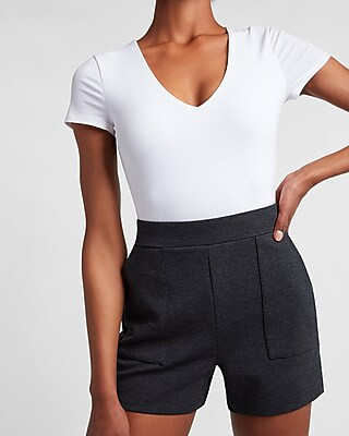 Body Contour Double Layer V-Neck Tee | Express