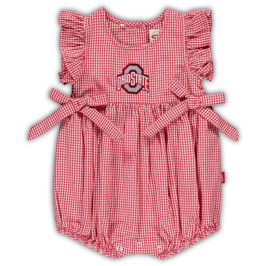 Ohio State Buckeyes Garb Girls Newborn & Infant Jada Woven Gingham Ruffled Bodysuit – Scarlet | Fanatics
