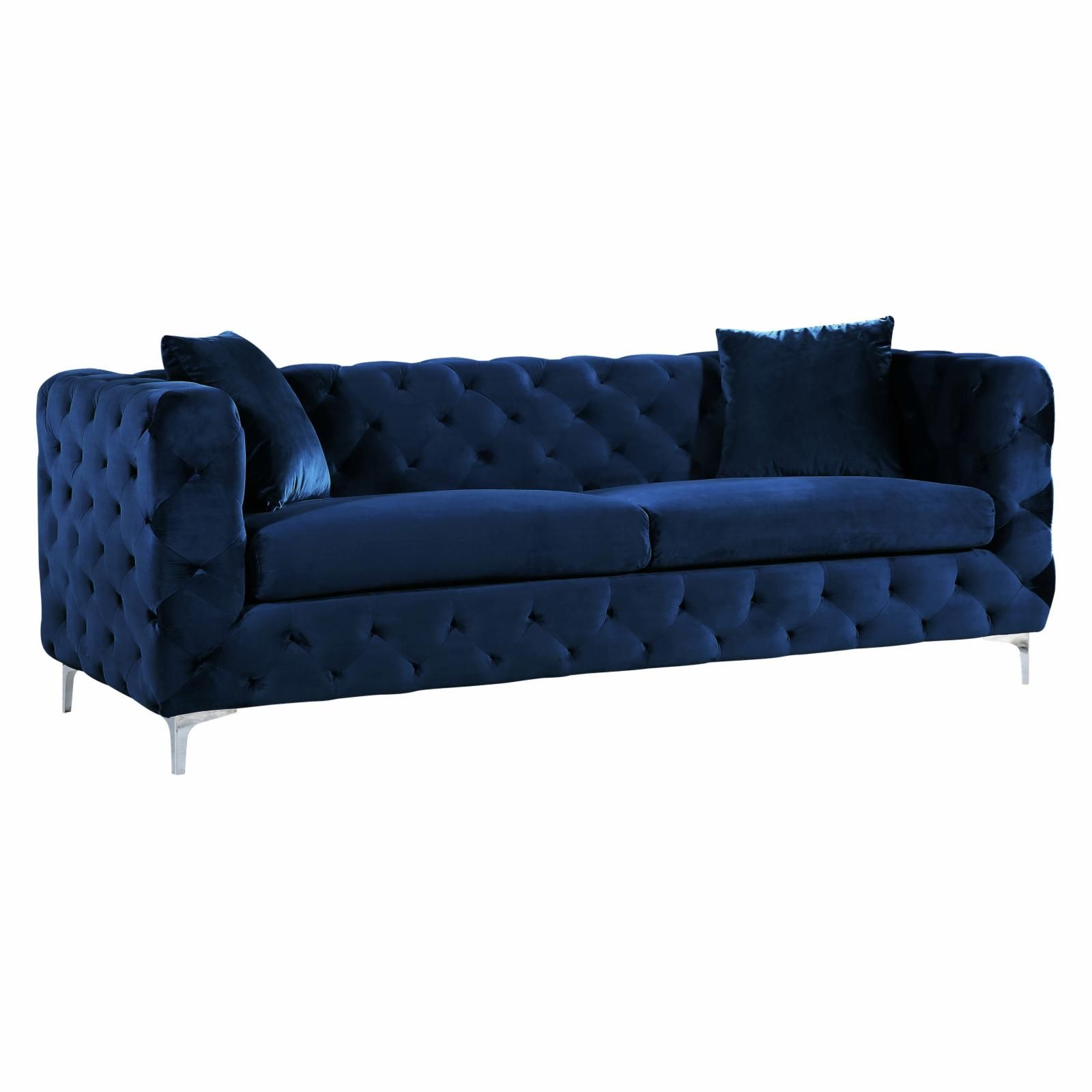 Meridian Furniture Inc Scarlett Velvet Sofa Navy Blue | Hayneedle