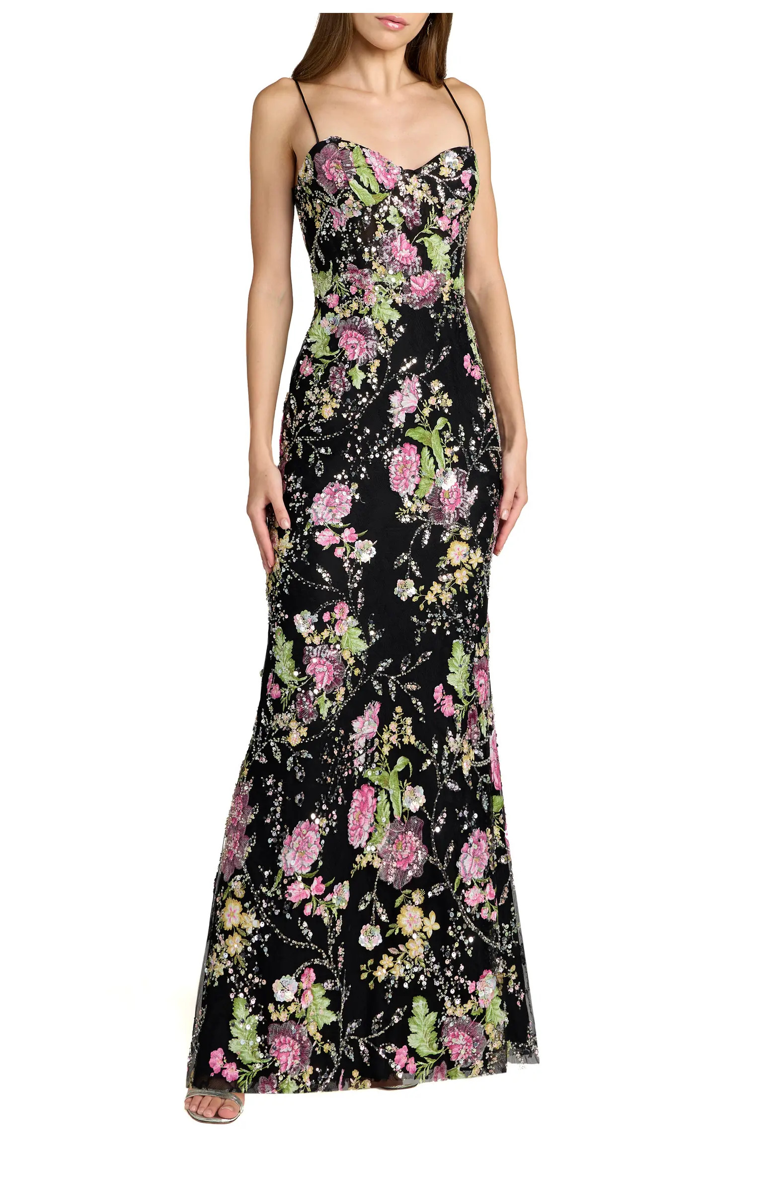 Embellished Bustier Floral Trumpet Gown | Nordstrom