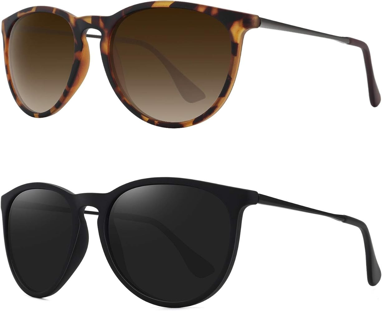 WOWSUN Polarized Sunglasses for Women Vintage Retro Round Mirrored Lens | Amazon (US)