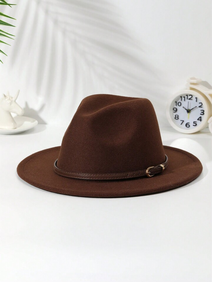 1 pieza Sombrero de Fedora estilo bohemio decorado con cinturón, sombrero estilo Panamá, sombre... | SHEIN