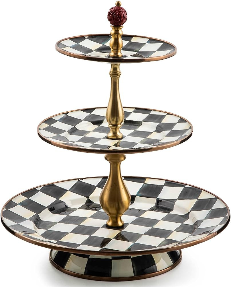MACKENZIE-CHILDS Enamel Three-Tier Sweet Stand, Three-Tiered Serving-Tray Stand, Party Food Displ... | Amazon (US)