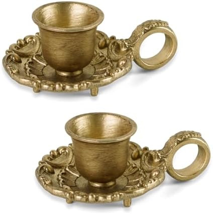 NIKKY HOME Gold Taper Candle Holders Set of 2, Vintage Metal Candlestick for Table Centerpieces, ... | Amazon (US)