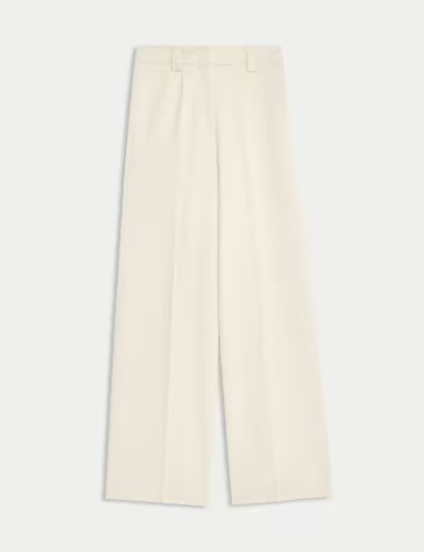 Crepe Tab Detail Wide Leg Trousers | Marks & Spencer (UK)