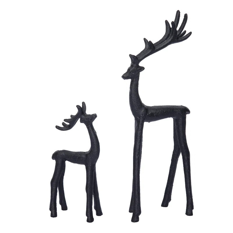 The Holiday Aisle® Metal 13.39 in. Black Christmas Reindeers Set of 2 | Wayfair | Wayfair North America