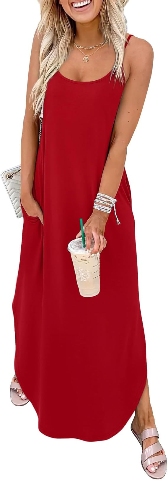 WIHOLL Women's Maxi Dresses for Women Casual Long Summer Sun Dresses 2026 Spaghetti Strap Hawaiia... | Amazon (US)