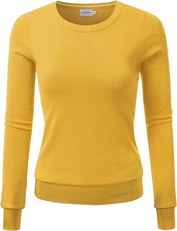 JJ Perfection Women's Simple Crew Neck Pullover Chic Soft Sweater with Plus Size | Amazon (US)