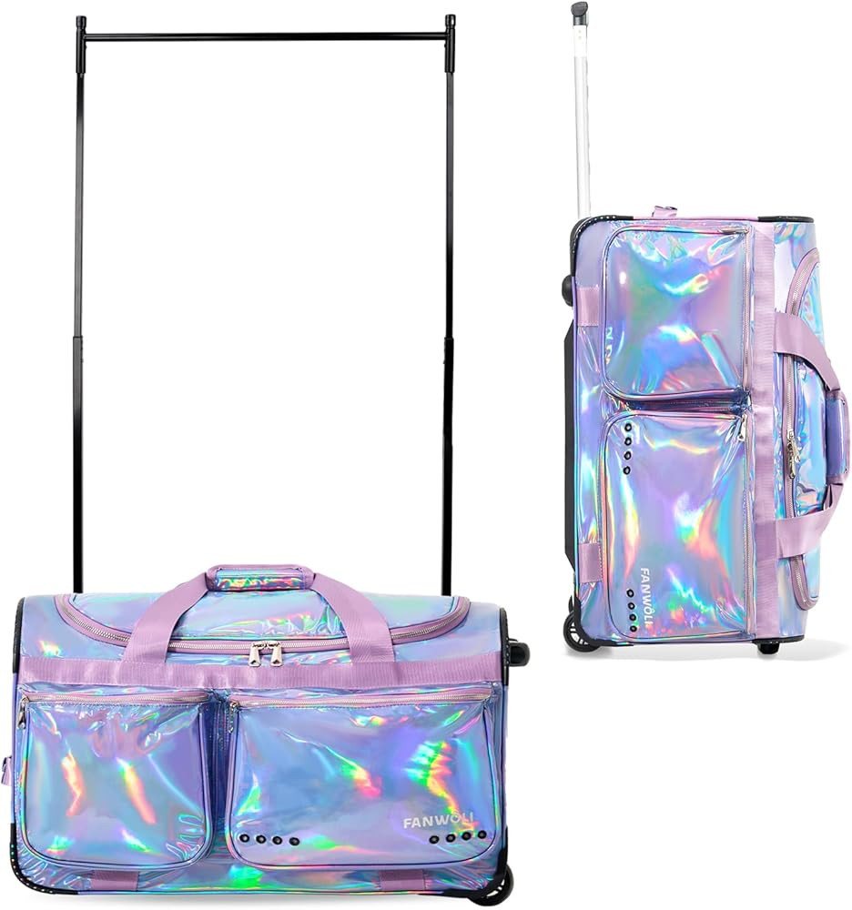 Fanwoli 28" Dance Bag with Garment Rack | Prism-Glowing Collection | Waterproof Iridescent Fabric... | Amazon (US)
