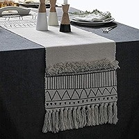 KIMODE Moroccan Fringe Table Runner 14 X 72 in, Bohemian Geometric Cotton Fabric Handmade Woven T... | Amazon (US)