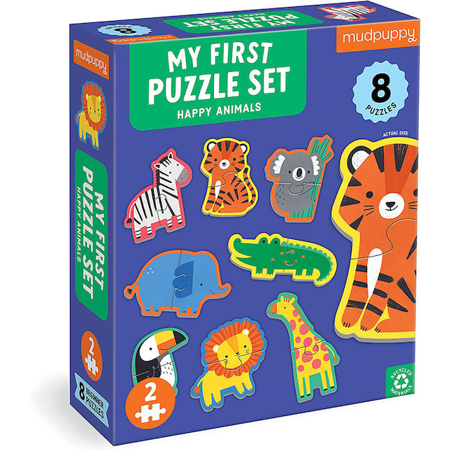 Happy Animals 2 Piece My First Puzzles | Fat Brain Toys