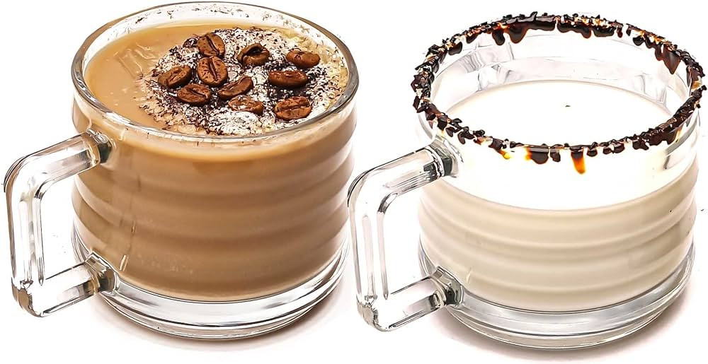 Stackable Coffee Cup Set, Fully Tempered Coffee Mug, Tea Cup Set, Ribbed Glassware, Vintage Glass... | Amazon (CA)