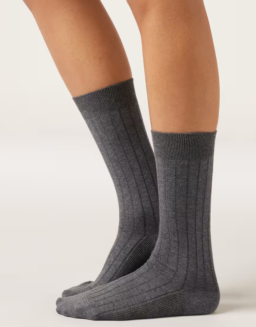 Calzedonia Ribbed mid-calf socks in melange grey | ASOS (Global)