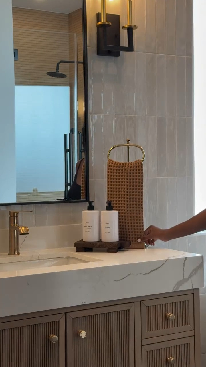 Home Decor Must Haves: 

Finally found the perfect neutral art piece for this room. It measures. 36x24” …. Brown Pillows are 24x24” with 26x26” down inserts. Wheat color pillows are 20x20” with 22x22” down inserts 

Bed: Queen 

Duvet: King size - I inserted 2 King sized down inserts to give the bed a fuller look. Sheets & pillows are Queen sized 

Mirrors - 58” H x 18” W……mirrors will make your space feel larger as well as reflect light to other parts of the room! 

Drapes: Color Cafe Brown … Size 40”W x 108” W 

I used two duvet inserts to create that fluffy look.. 

Bed size is a Queen and the duvet+inserts are King size. I like sizing up on bedding bc it gives more fabric to work with especially if you want your bed to look full around! 😊

I used the “small table lamp” (linked) to create the glow effect behind the planter. I recommend  warm white light bulbs 😊