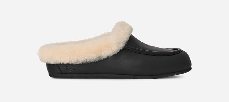 UGG® Women's Ansley Mule Leather Sheepskin Slippers in Black, Size 12 | UGG (US)