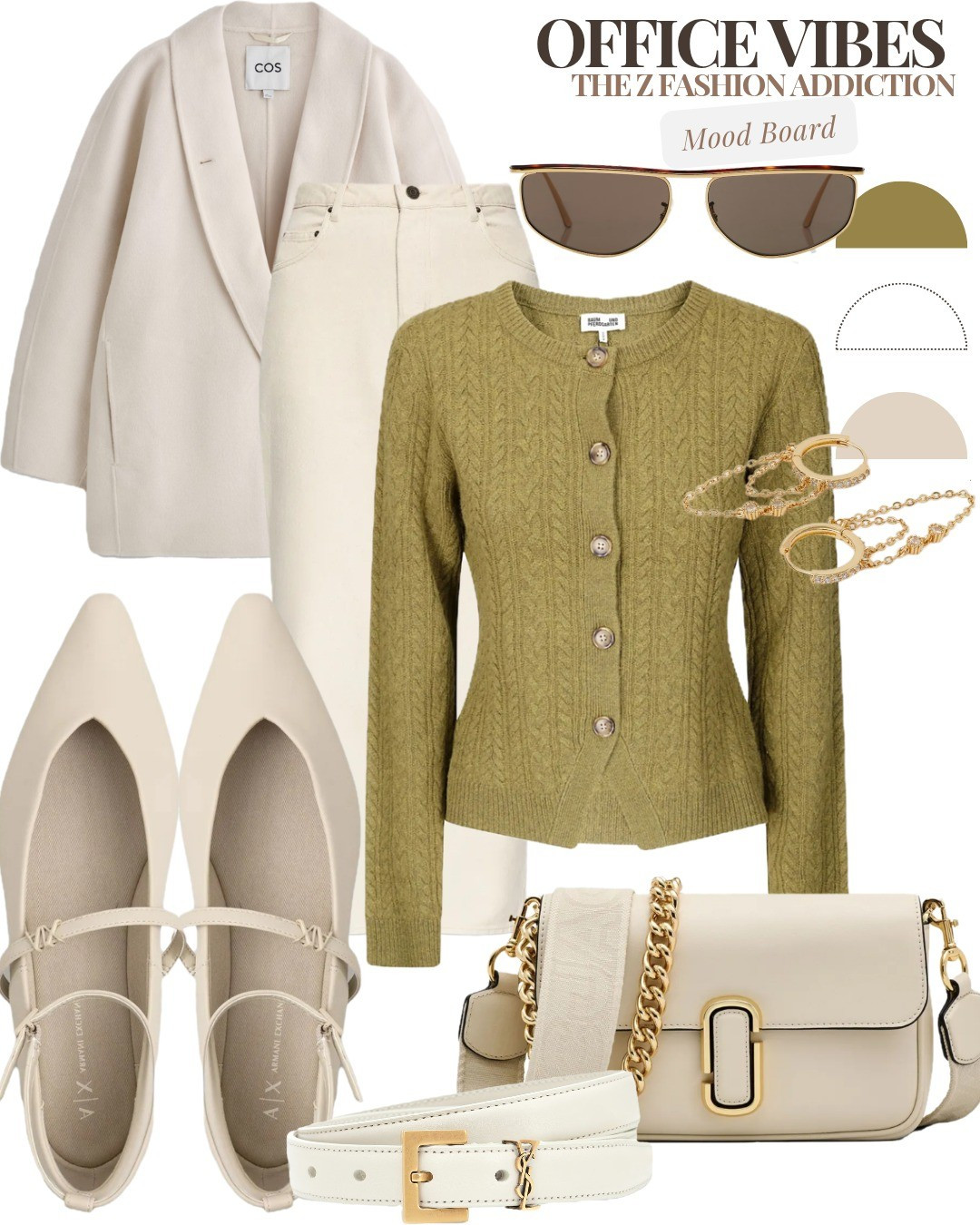 Office Vibes! Dress for the job you want!Simple elegant basics with a pop of color always do the trick!#fashionblogger #outfitoftheday #workwear #style #styleinspo .....Effortless chic everyday wear office workwear jeans beige green flat shoes ballerinas perfect handbag stylish sunglasses cardigan look styling guide inspo outfit inspiration luxury accessories must haves elegant sophisticated minimal minimalist wardrobe essentials capsule

#LTKsale #LTKstyletip #LTKshoes