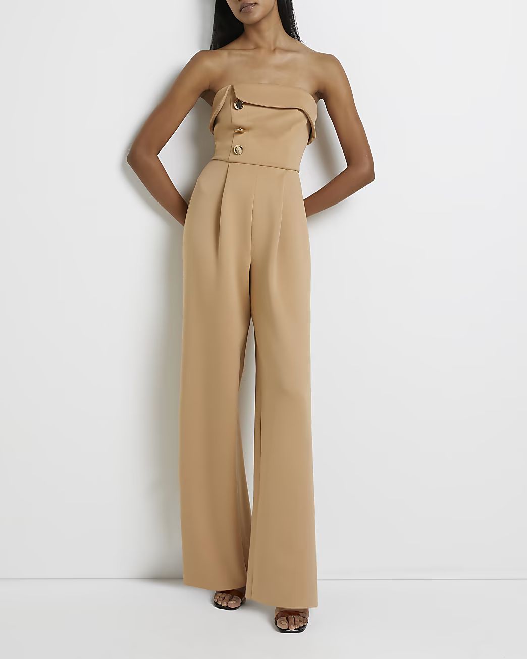 Beige sleeveless jumpsuit | River Island (UK & IE)