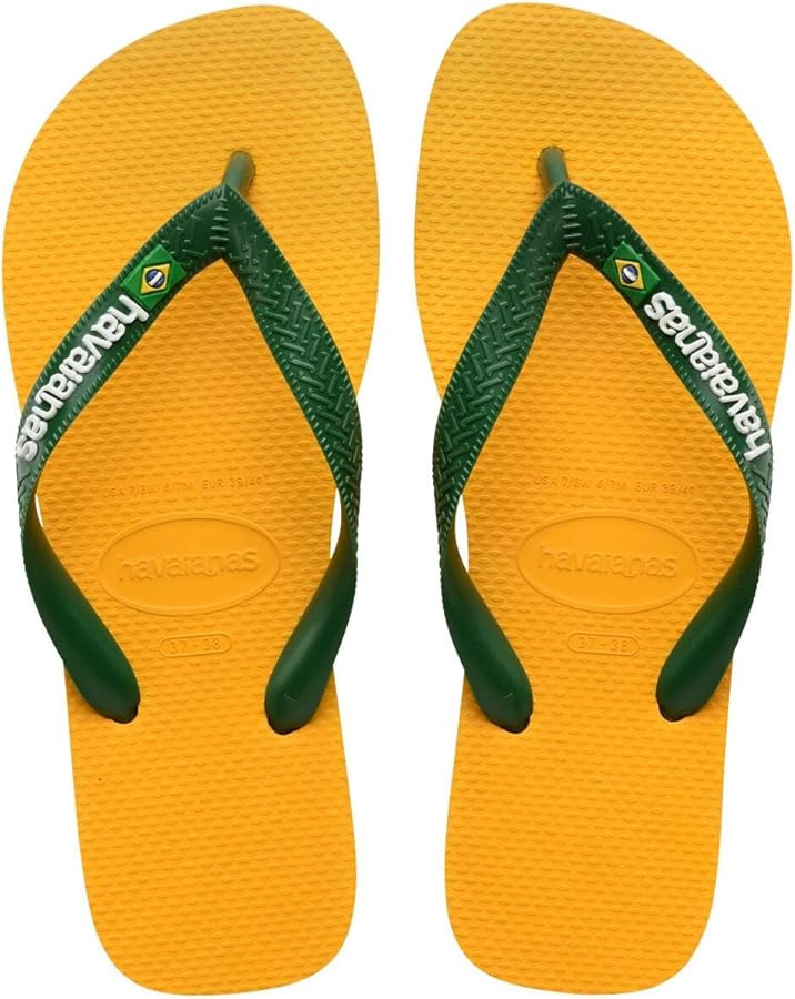 Havaianas Women's Brazil Logo Flip Flops Sandals, Pop Yellow, 11/12 | Amazon (US)