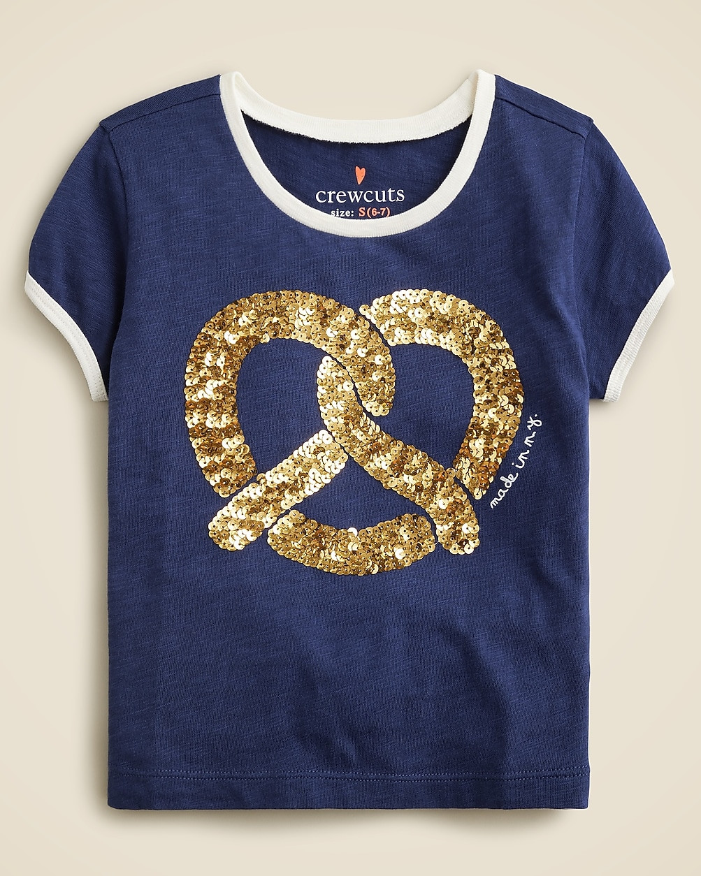 Girls' shrunken glitter pretzel graphic T-shirt | J. Crew US