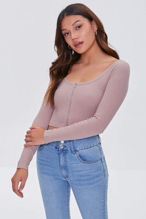 Ribbed Zip-Up Crop Top | Forever 21 (US)