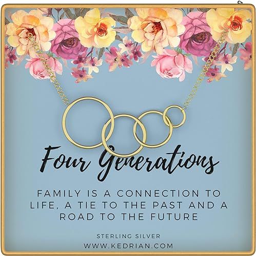 KEDRIAN Four Generations Necklace, 925 Sterling Silver, Great Grandma Gifts, Grandmother Necklace... | Amazon (US)