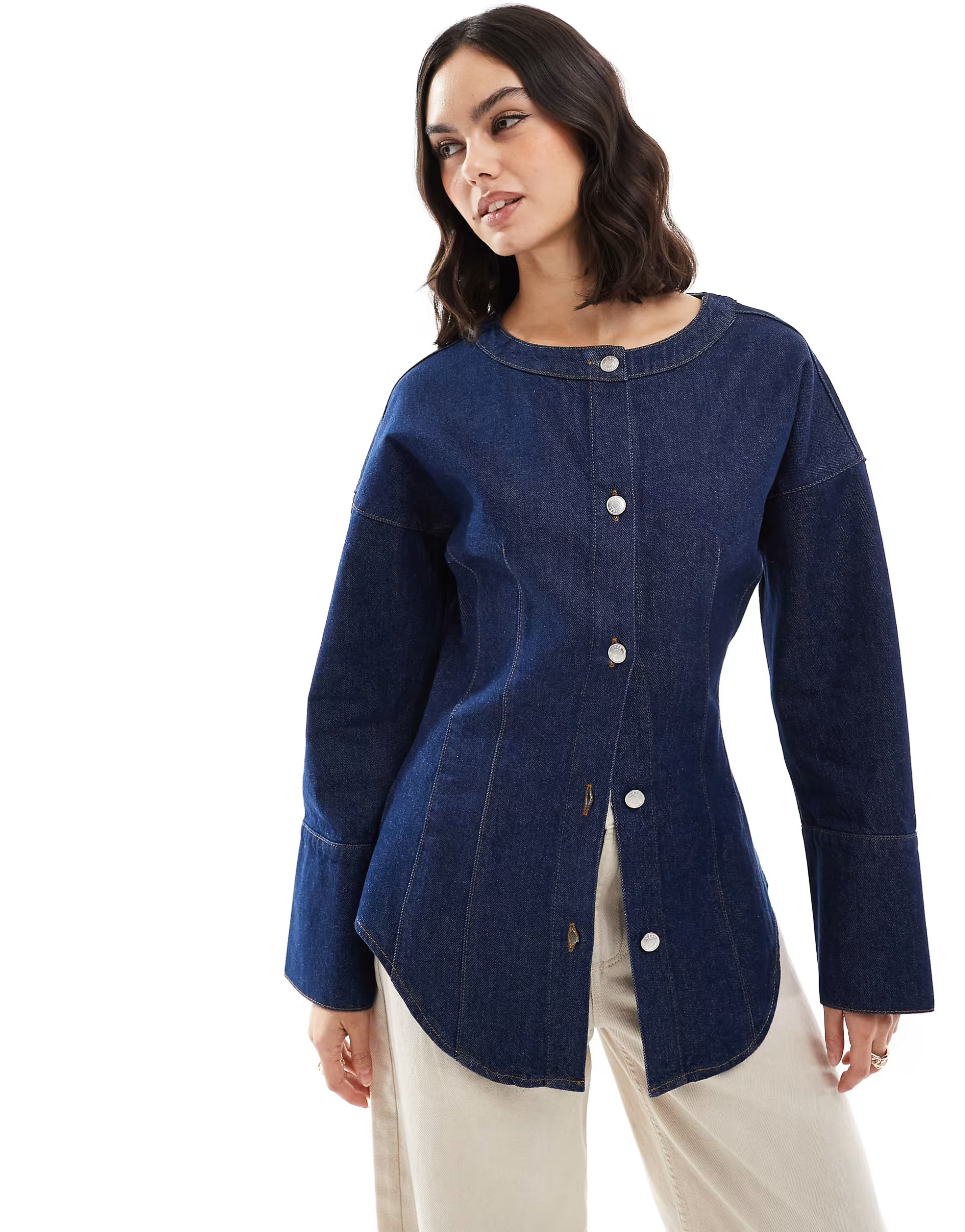 ASOS DESIGN denim cinch shirt in indigo | ASOS | ASOS (Global)