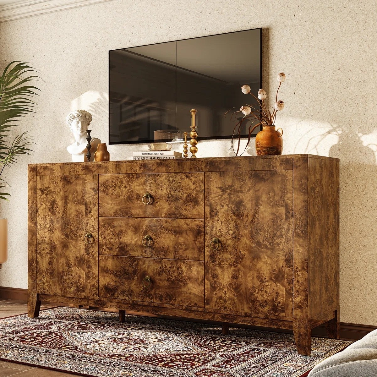 Dorne 60" Modern High Gloss Burl Sideboard with Adjustable Shelves, Brown

#LTKdayinmylife #LTKxMadewell #LTKHome