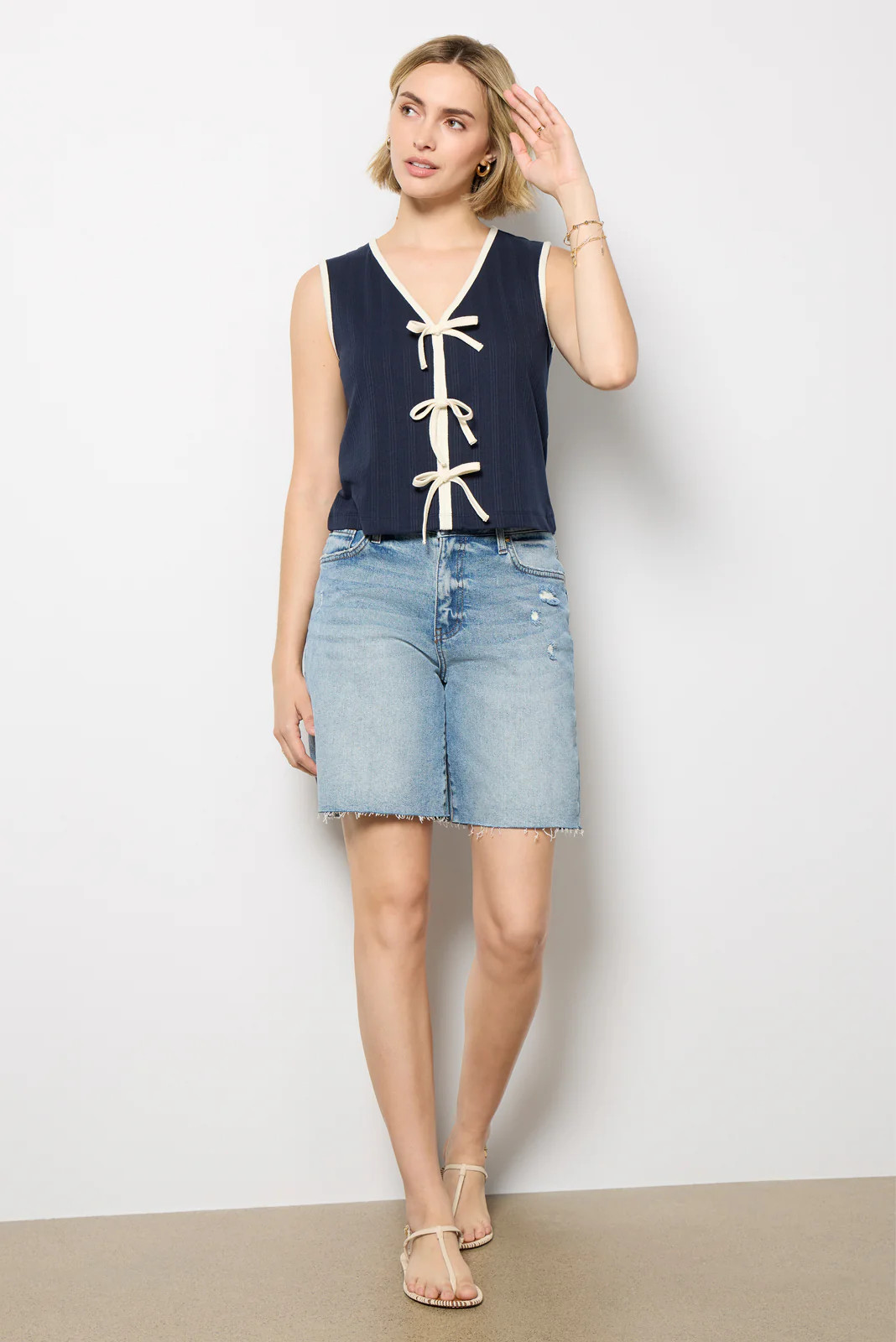Tori Ribbed Tie Front Tank | Evereve
