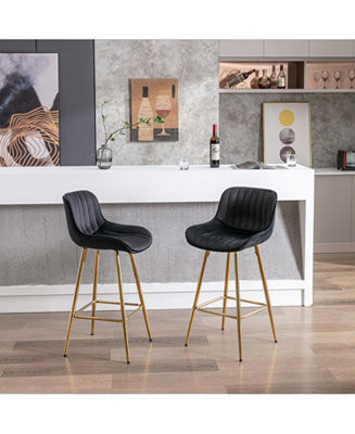 Modern Velvet Counter Stools with Gold Legs (Set of 2) | Macy's