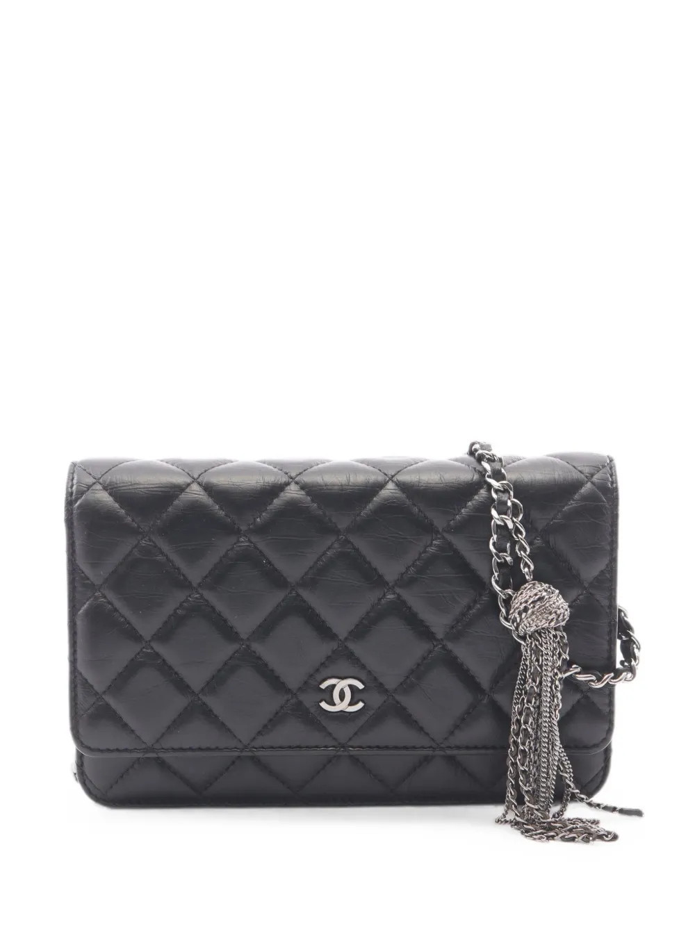 CHANEL Pre-Owned 2018-2019 Diamond-quilted chain-strap mini crossbody bag - Black | Farfetch Global