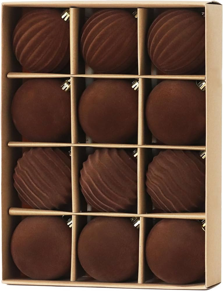 Senjie 3.15 inch Velvet Christmas Ornaments Balls Sets for Christmas, 12PCS Xmas Tree Flocked Sha... | Amazon (US)