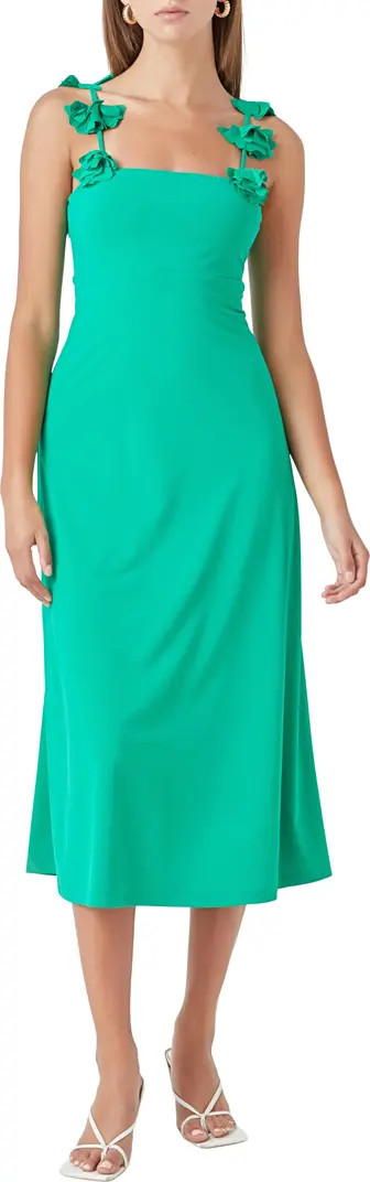 Rosette Strap Jersey Midi Dress | Nordstrom