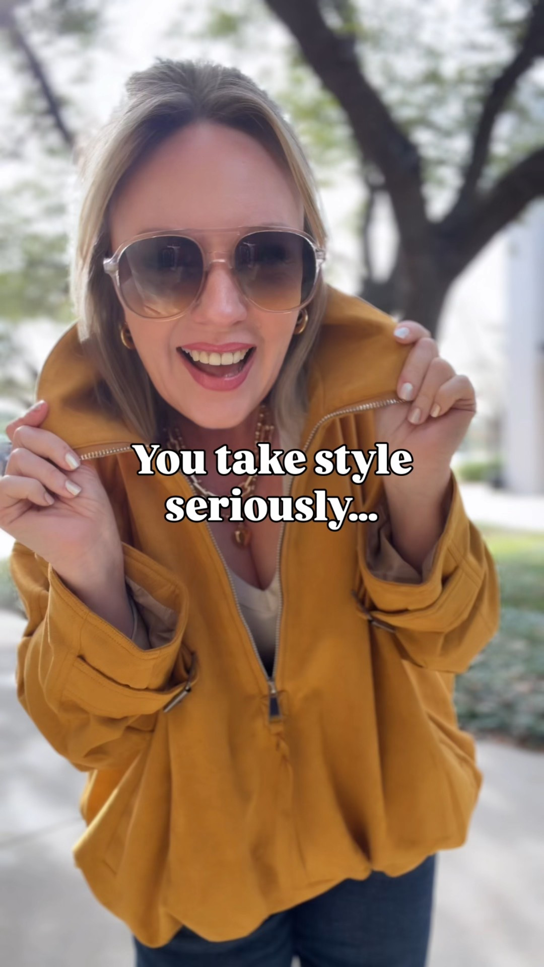 Medium top; 6 jeans 

#LTKPetite #LTKSeasonal #LTKOver40