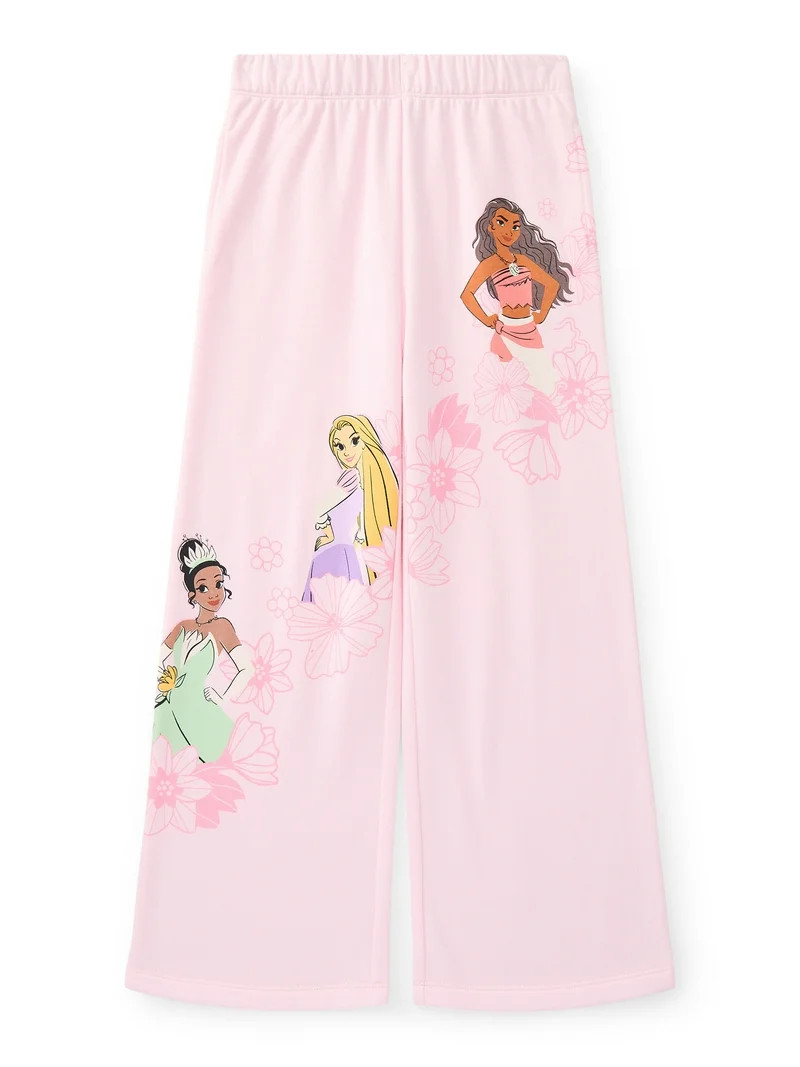 Disney's Princess Adventure Girls Open Bottom Fleece Jogger Pants, Sizes 4-16 | Walmart (US)