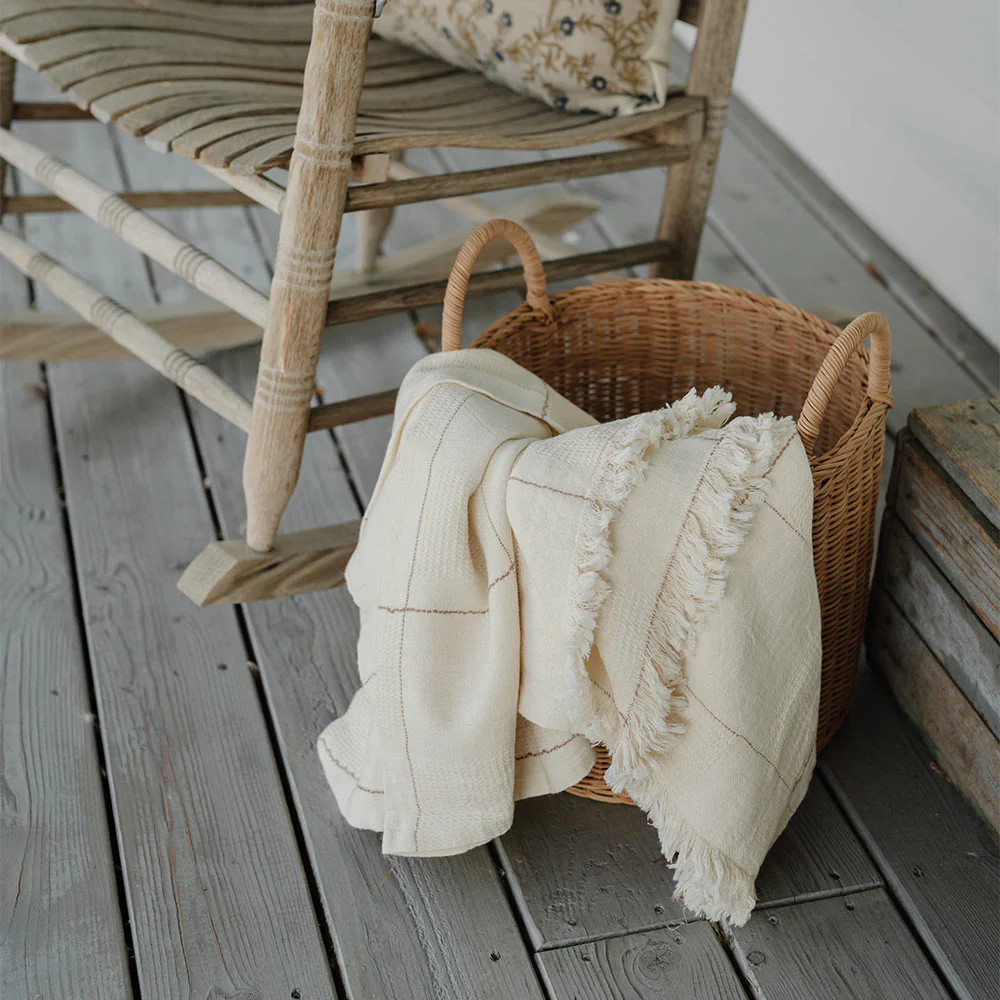 Linen/Cotton Coverlet Blanket | Roan Iris