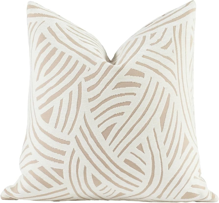 New 20x20'' inches Throw Pillow Cushion Covers - Paradise Beige Color Chenille Jacquard Embroider... | Amazon (US)