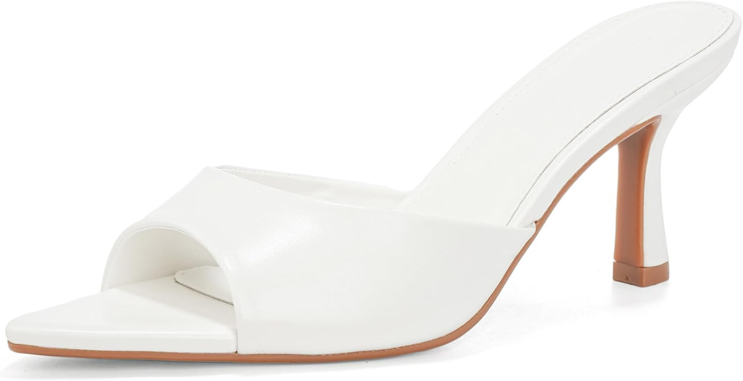 Women's Kitten Heels Open Pointed Toe Slip On Heels Mid Heeled Sandals for Women | Amazon (US)