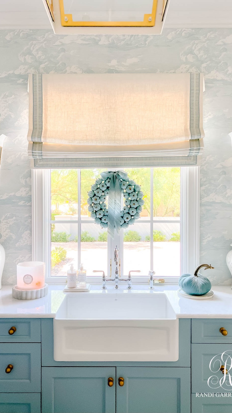 Transform this orange pumpkin wreath to a beautiful blue and gold designer wreath! Everything you need linked below!

#LTKHome #LTKSeasonal