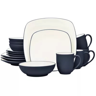 Noritake Colorwave 16-Piece Square Dinnerware Set, Service for 4, Navy Blue | Belk