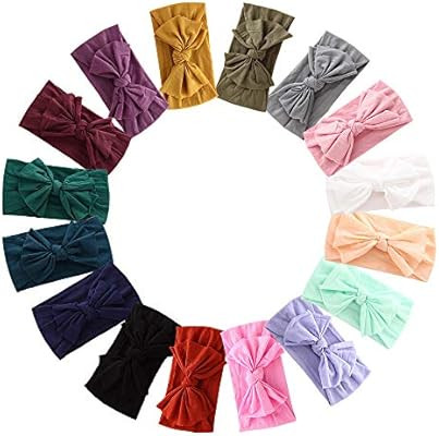 16PCS Baby Nylon Headbands Hairbands Hair Bow Elastics for Baby Girls Newborn Infant Toddlers Kid... | Amazon (US)