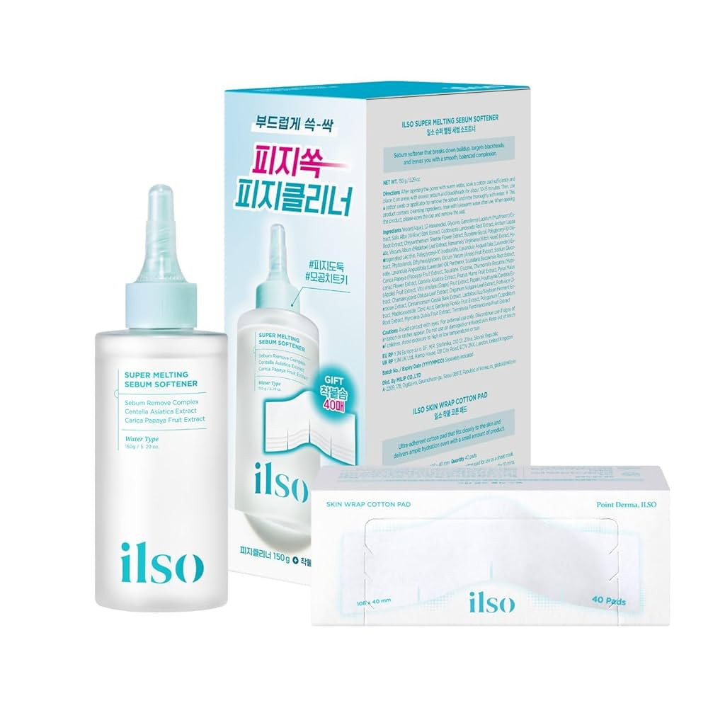 ILSO Super Melting Sebum Softener, 5.29 fl oz, with 40 Skin Wrap Cotton Pads included, Pore Clean... | Amazon (US)