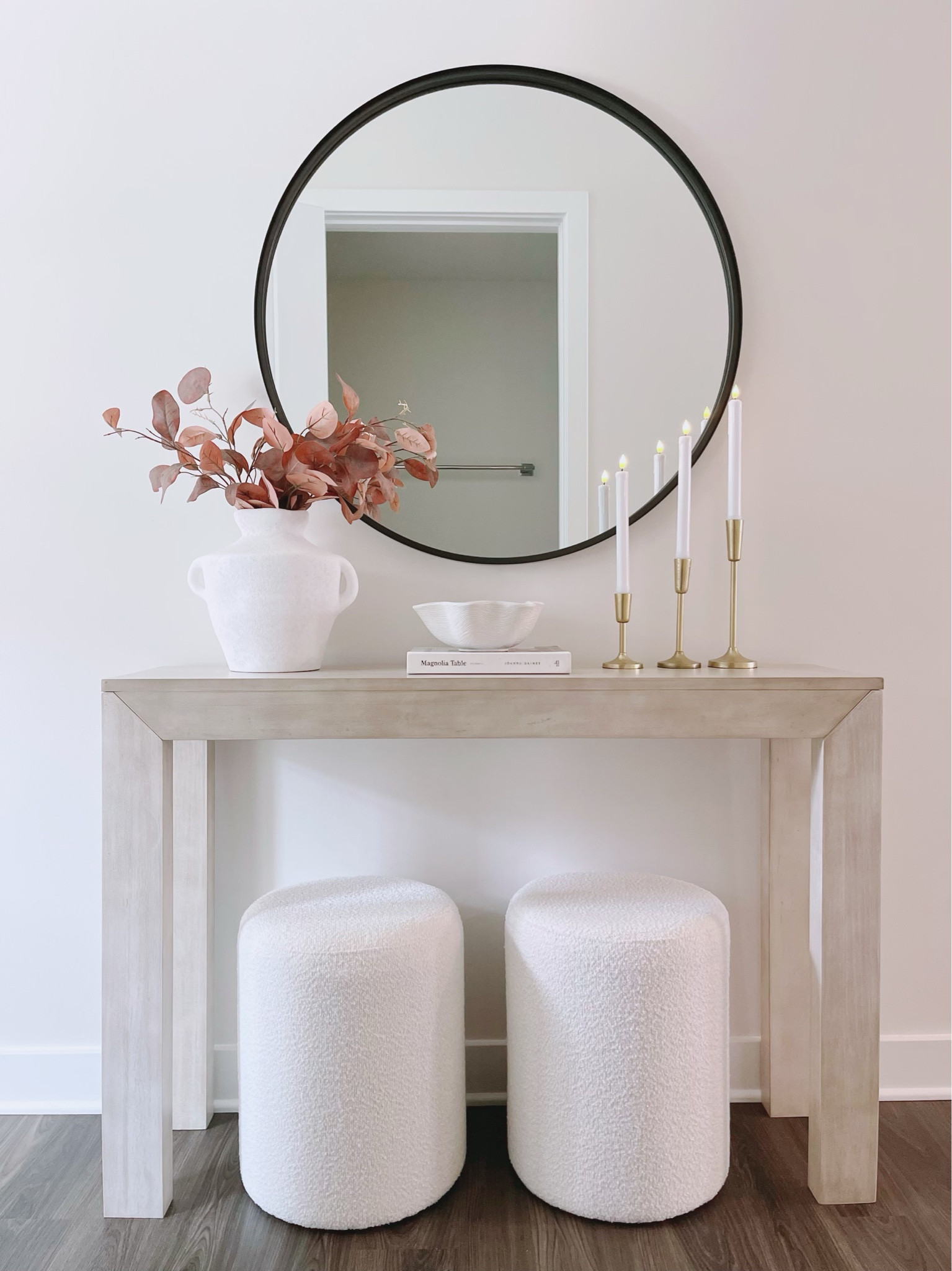 The perfect boucle ottomans for your console table

#LTKSeasonal #LTKstyletip #LTKhome